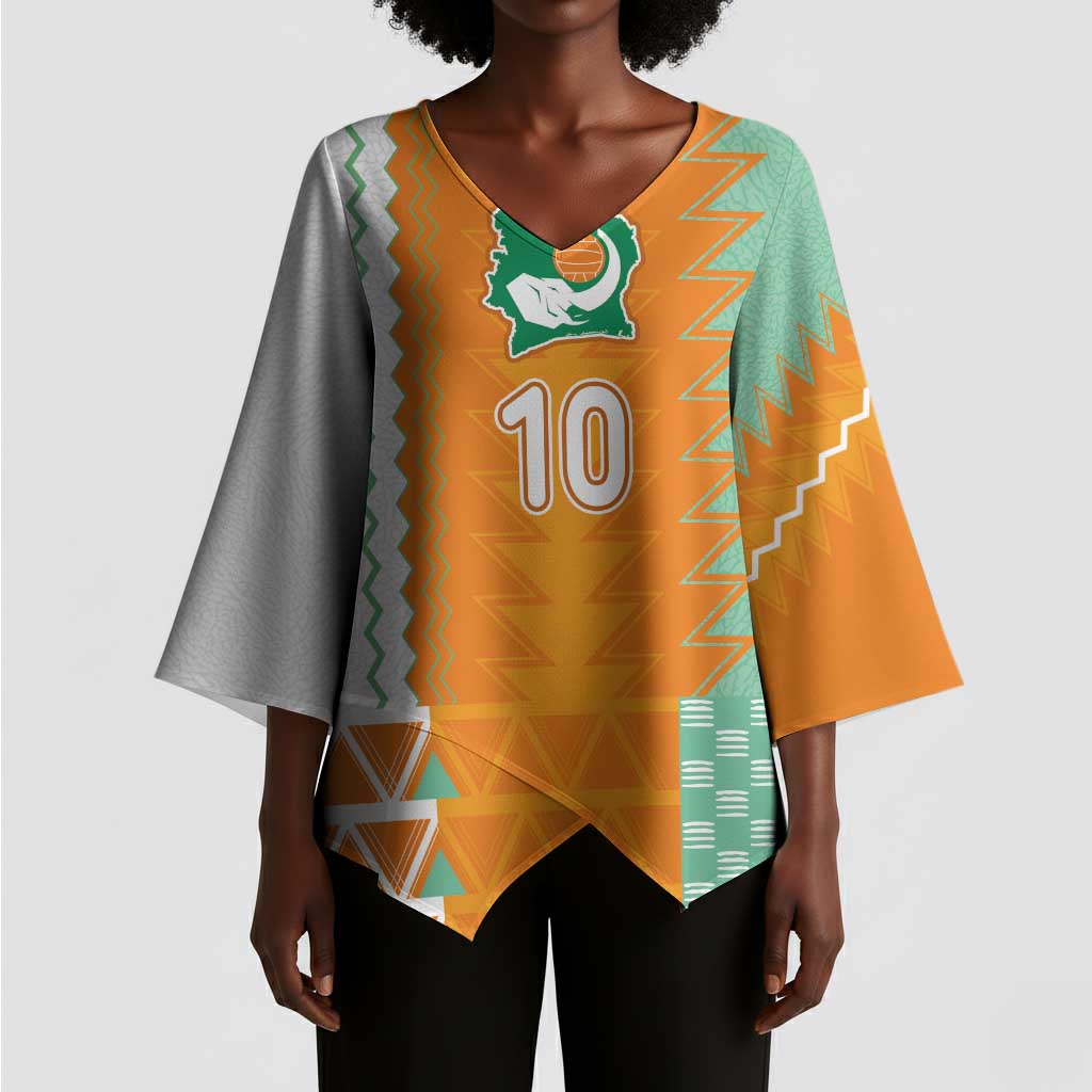 Custom Ivory Coast Football Kimono Sleeve Blouse Côte d'Ivoire-Tribal Sporty Style - African Pride