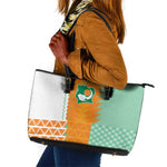 Ivory Coast Football Leather Tote Bag Côte d'Ivoire-Tribal Sporty Style - African Pride