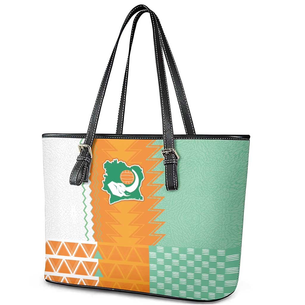 Ivory Coast Football Leather Tote Bag Côte d'Ivoire-Tribal Sporty Style - African Pride