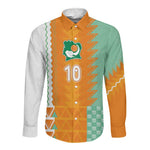Custom Ivory Coast Football Long Sleeve Button Shirt Côte d'Ivoire-Tribal Sporty Style - African Pride