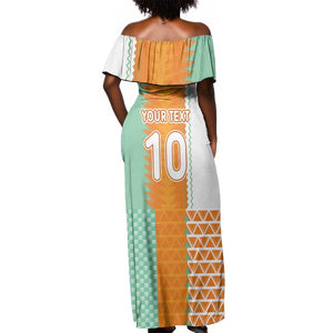 Custom Ivory Coast Football Off Shoulder Maxi Dress Côte d'Ivoire-Tribal Sporty Style - African Pride