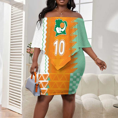 Custom Ivory Coast Football Off Shoulder Short Dress Côte d'Ivoire-Tribal Sporty Style - African Pride