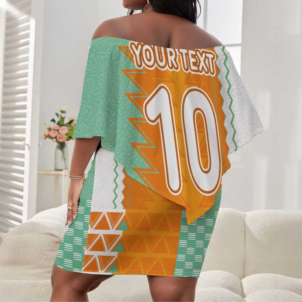 Custom Ivory Coast Football Off Shoulder Short Dress Côte d'Ivoire-Tribal Sporty Style - African Pride