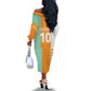 Custom Ivory Coast Football Off The Shoulder Long Sleeve Dress Côte d'Ivoire-Tribal Sporty Style - African Pride