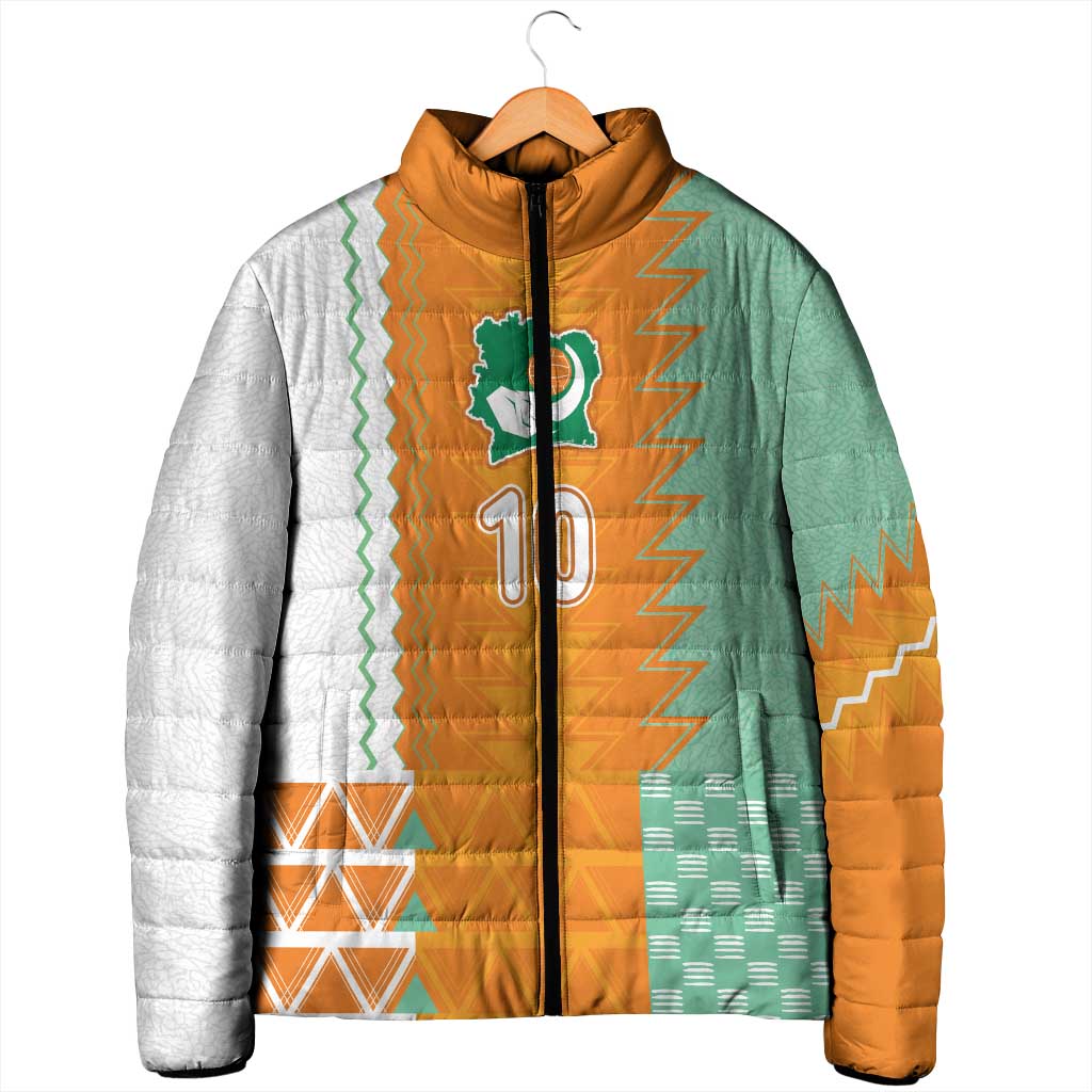 Custom Ivory Coast Football Padded Jacket Côte d'Ivoire-Tribal Sporty Style - African Pride