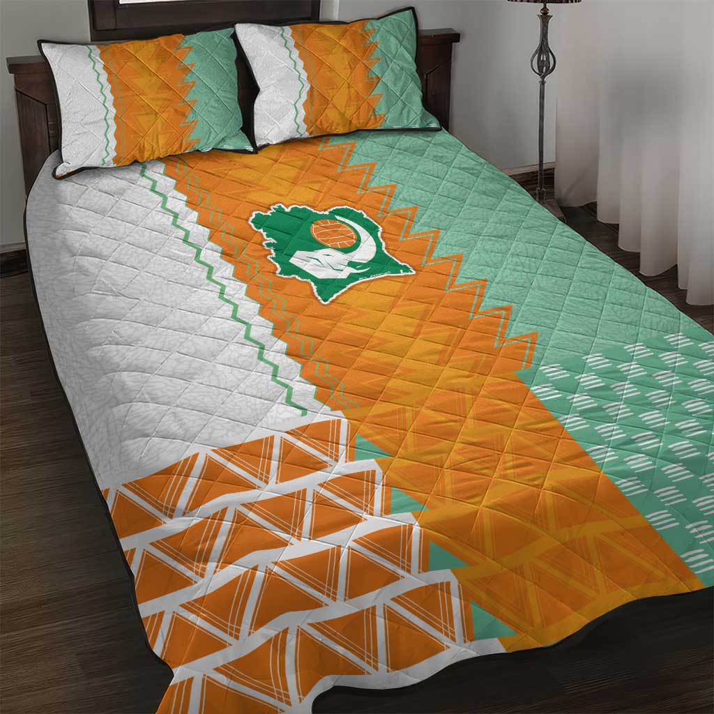 Ivory Coast Football Quilt Bed Set Côte d'Ivoire-Tribal Sporty Style - African Pride