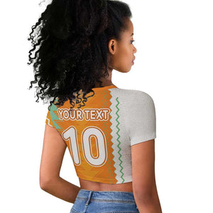 Custom Ivory Coast Football Raglan Cropped T shirt Côte d'Ivoire-Tribal Sporty Style - African Pride