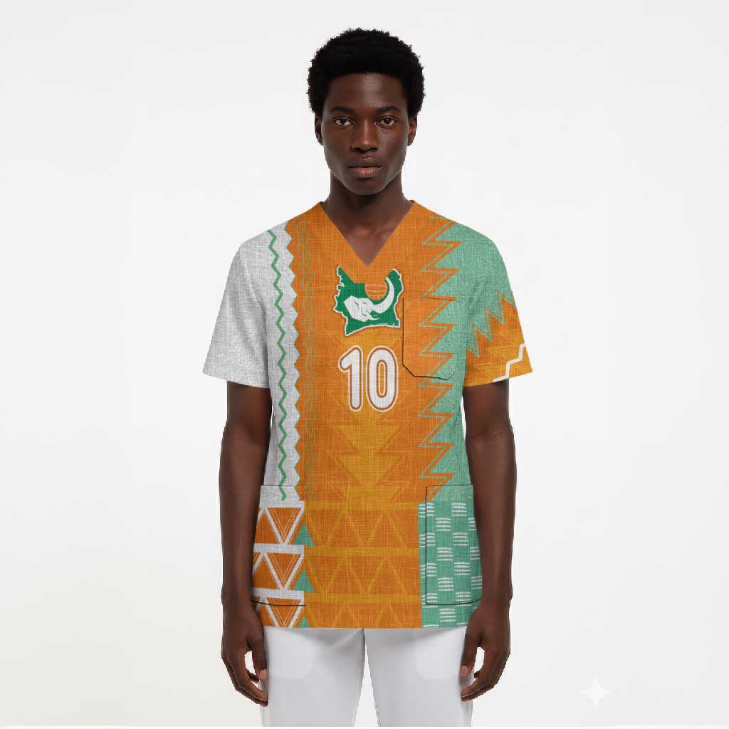 Custom Ivory Coast Football Scrub Top Côte d'Ivoire-Tribal Sporty Style - African Pride