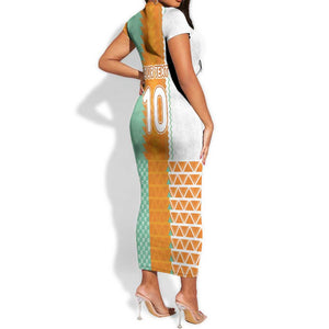 Custom Ivory Coast Football Short Sleeve Bodycon Dress Côte d'Ivoire-Tribal Sporty Style - African Pride