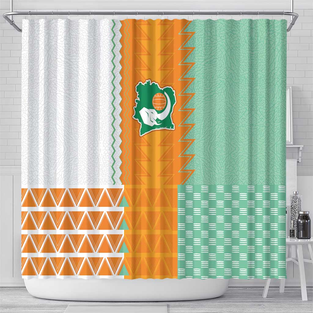 Ivory Coast Football Shower Curtain Côte d'Ivoire-Tribal Sporty Style - African Pride