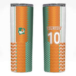 Custom Ivory Coast Football Skinny Tumbler Côte d'Ivoire-Tribal Sporty Style - African Pride