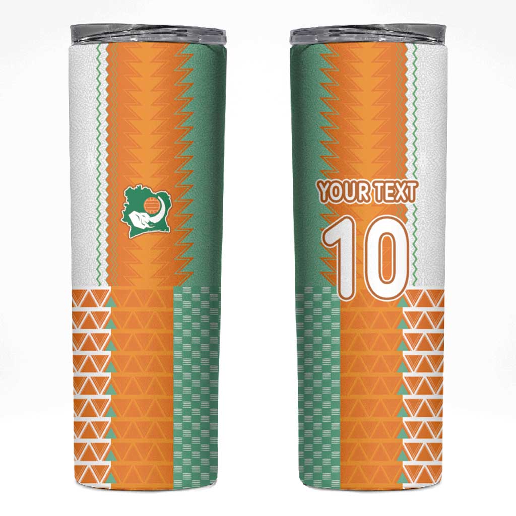 Custom Ivory Coast Football Skinny Tumbler Côte d'Ivoire-Tribal Sporty Style - African Pride