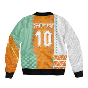 Custom Ivory Coast Football Sleeve Zip Bomber Jacket Côte d'Ivoire-Tribal Sporty Style - African Pride