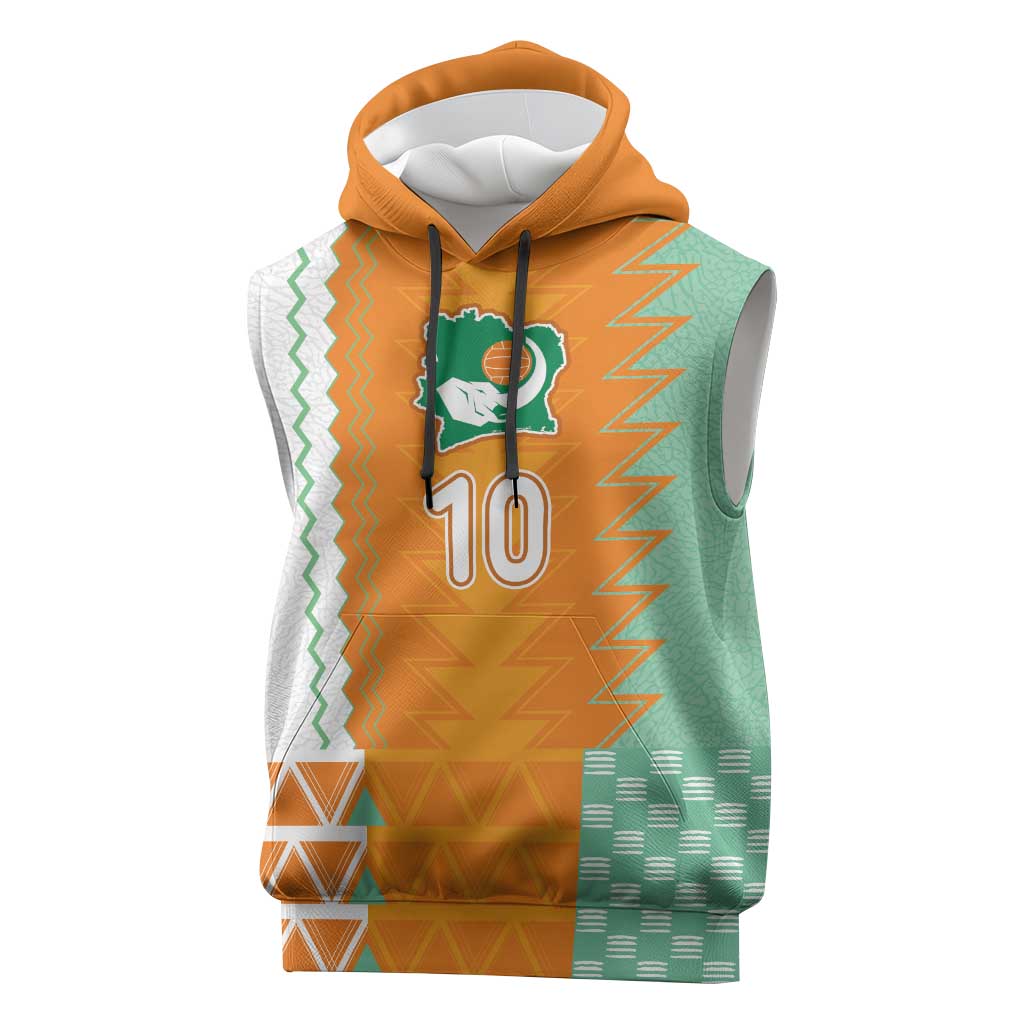 Custom Ivory Coast Football Sleeveless Hoodie Côte d'Ivoire-Tribal Sporty Style - African Pride