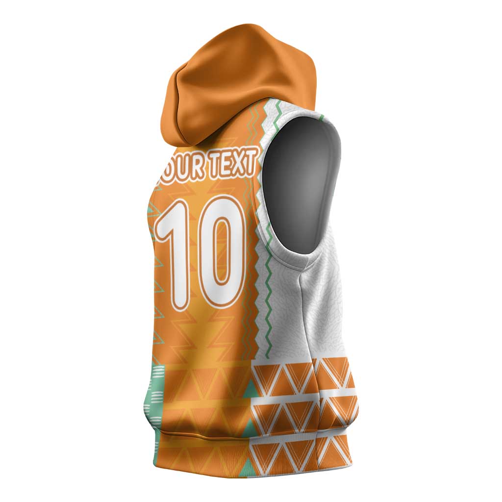Custom Ivory Coast Football Sleeveless Hoodie Côte d'Ivoire-Tribal Sporty Style - African Pride