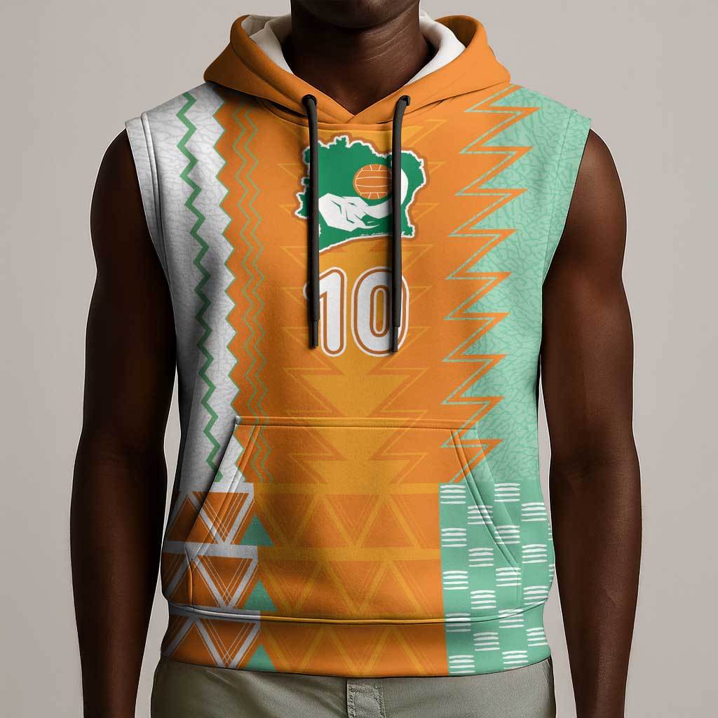 Custom Ivory Coast Football Sleeveless Hoodie Côte d'Ivoire-Tribal Sporty Style - African Pride