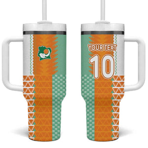 Custom Ivory Coast Football Tumbler With Handle Côte d'Ivoire-Tribal Sporty Style - African Pride