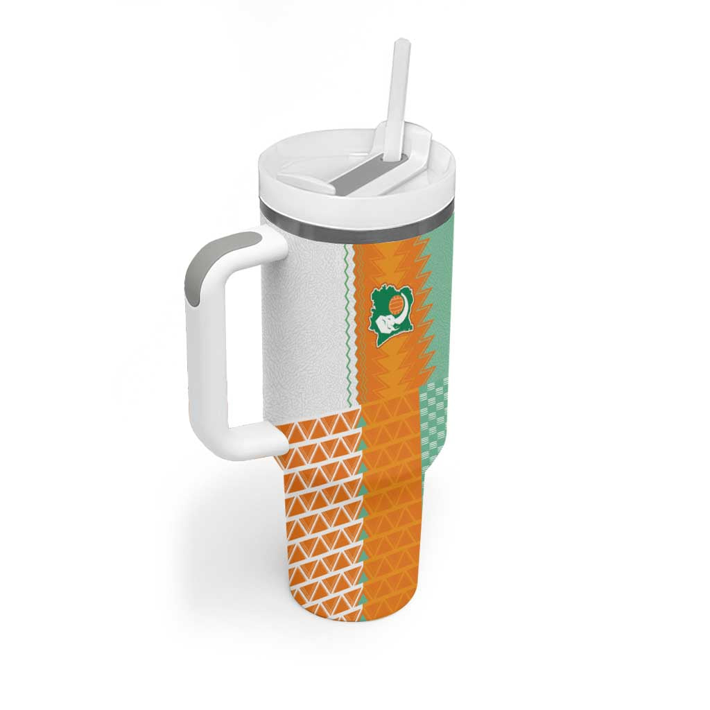 Custom Ivory Coast Football Tumbler With Handle Côte d'Ivoire-Tribal Sporty Style - African Pride