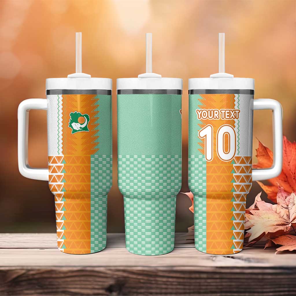 Custom Ivory Coast Football Tumbler With Handle Côte d'Ivoire-Tribal Sporty Style - African Pride
