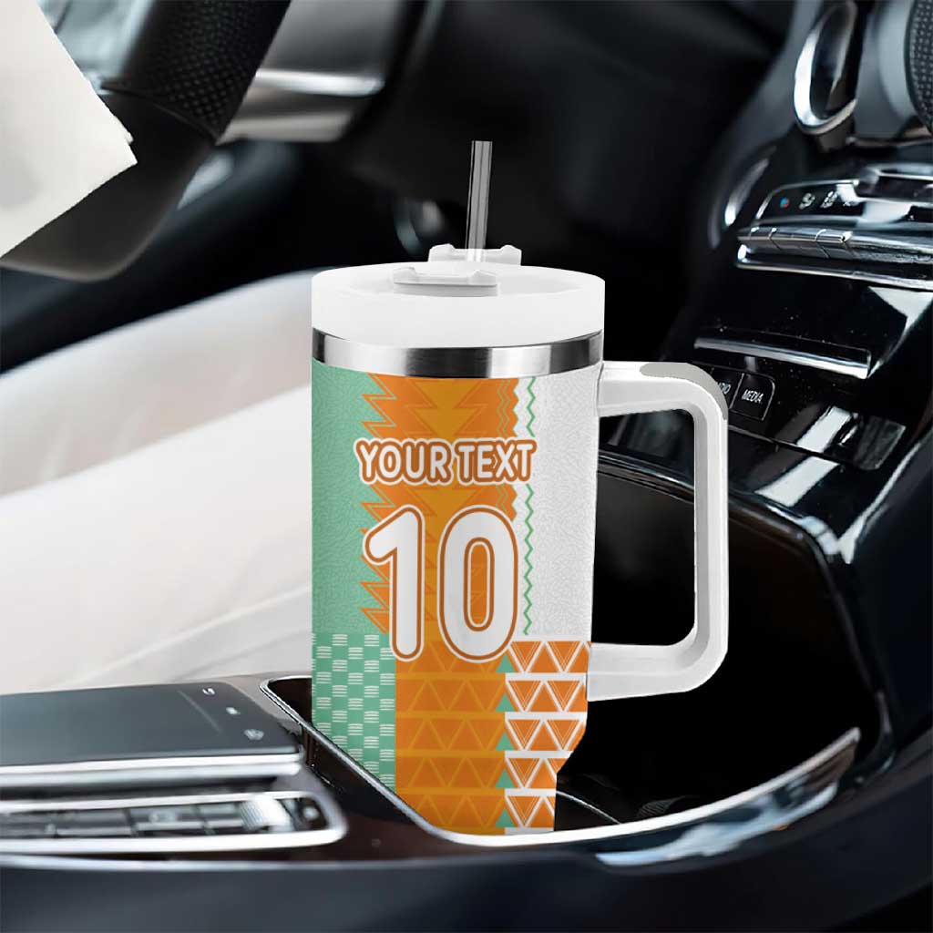 Custom Ivory Coast Football Tumbler With Handle Côte d'Ivoire-Tribal Sporty Style - African Pride