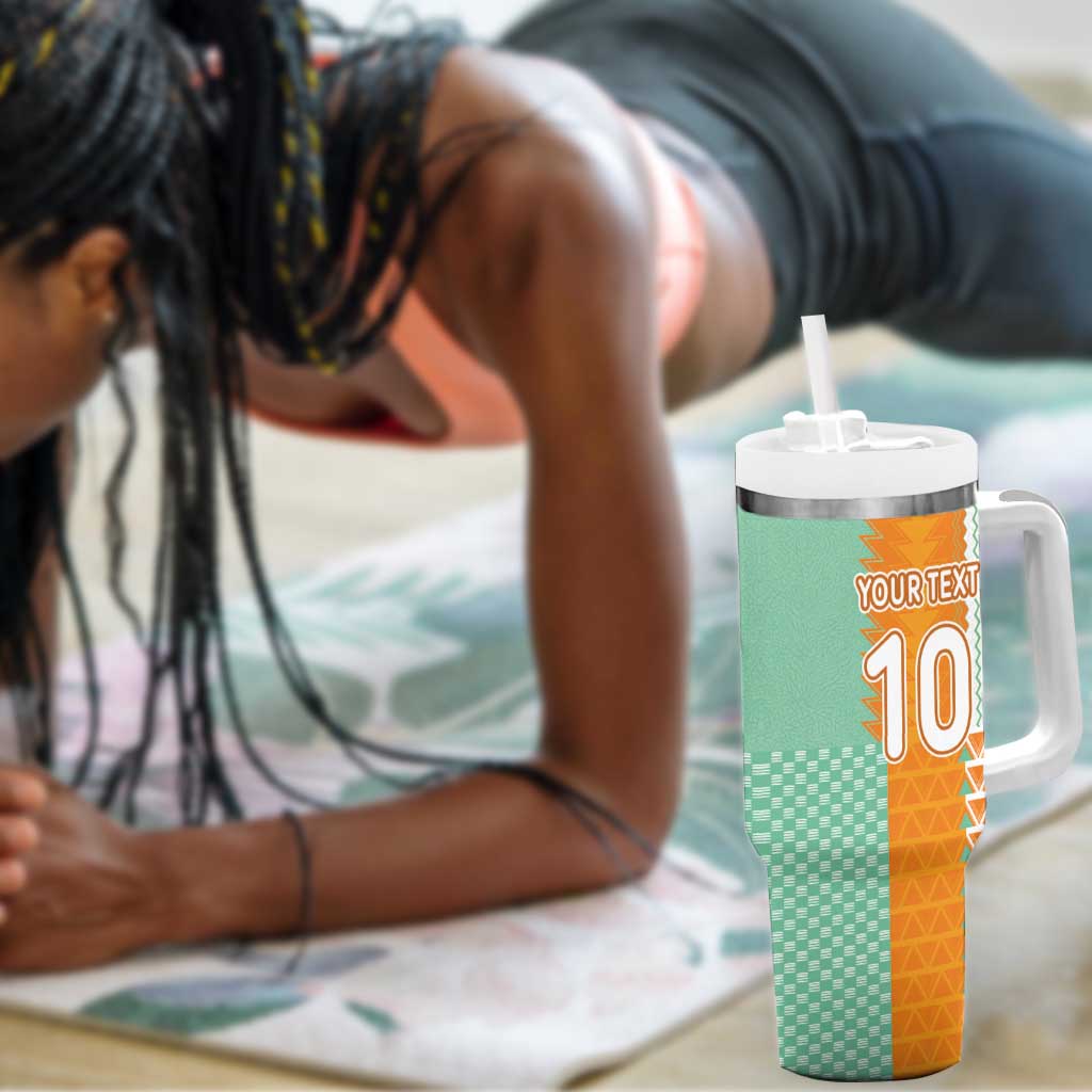 Custom Ivory Coast Football Tumbler With Handle Côte d'Ivoire-Tribal Sporty Style - African Pride