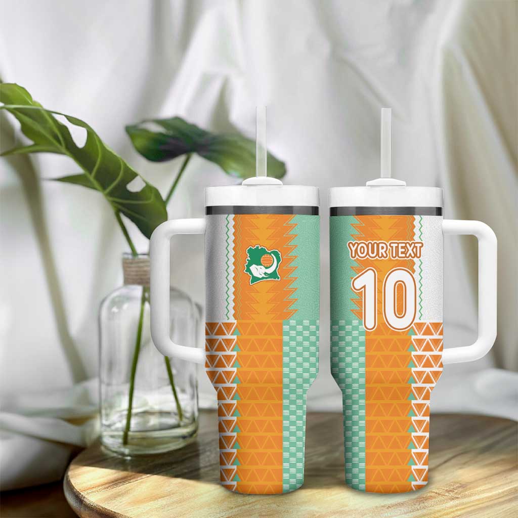 Custom Ivory Coast Football Tumbler With Handle Côte d'Ivoire-Tribal Sporty Style - African Pride