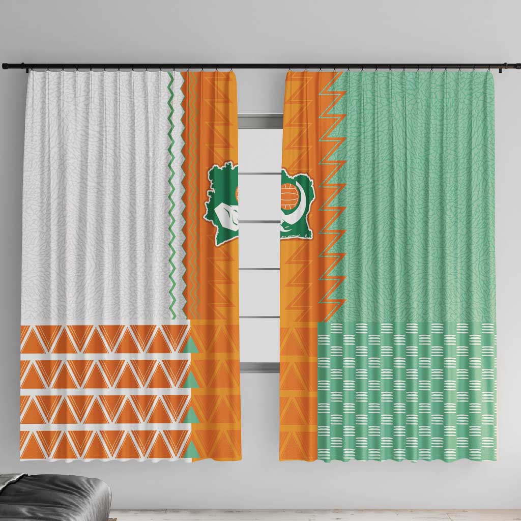 Ivory Coast Football Window Curtain Côte d'Ivoire-Tribal Sporty Style - African Pride