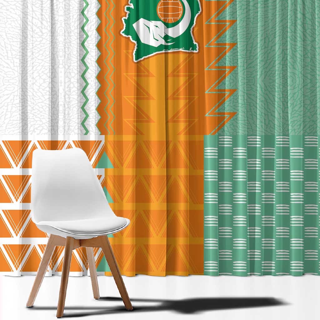 Ivory Coast Football Window Curtain Côte d'Ivoire-Tribal Sporty Style - African Pride