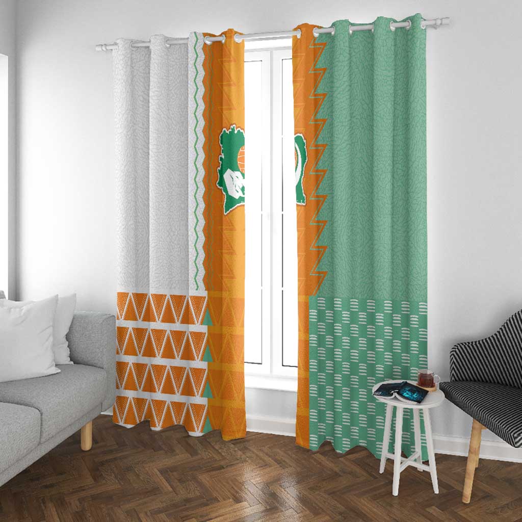 Ivory Coast Football Window Curtain Côte d'Ivoire-Tribal Sporty Style - African Pride