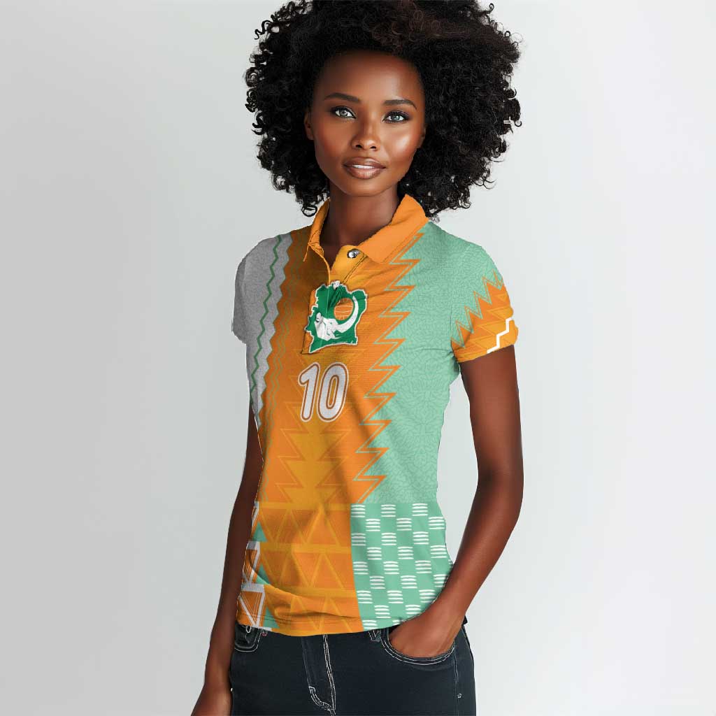 Custom Ivory Coast Football Women Polo Shirt Côte d'Ivoire-Tribal Sporty Style - African Pride