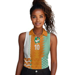Custom Ivory Coast Football Women Sleeveless Polo Shirt Côte d'Ivoire-Tribal Sporty Style - African Pride
