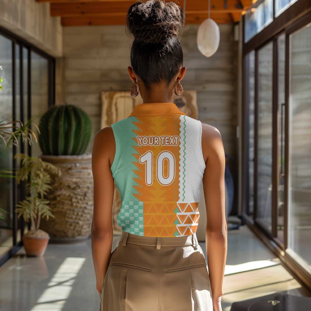 Custom Ivory Coast Football Women Sleeveless Polo Shirt Côte d'Ivoire-Tribal Sporty Style - African Pride