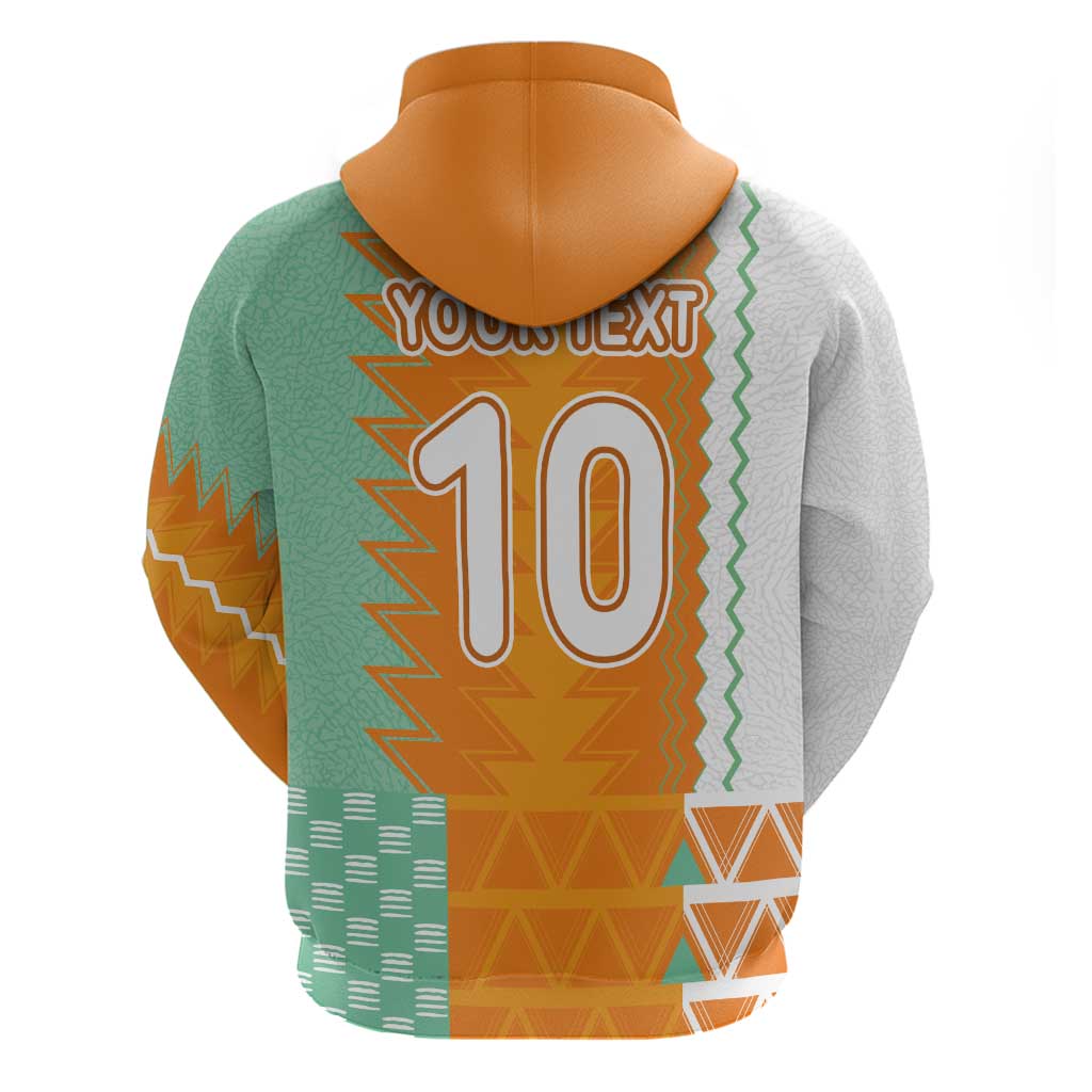 Custom Ivory Coast Football Zip Hoodie Côte d'Ivoire-Tribal Sporty Style - African Pride