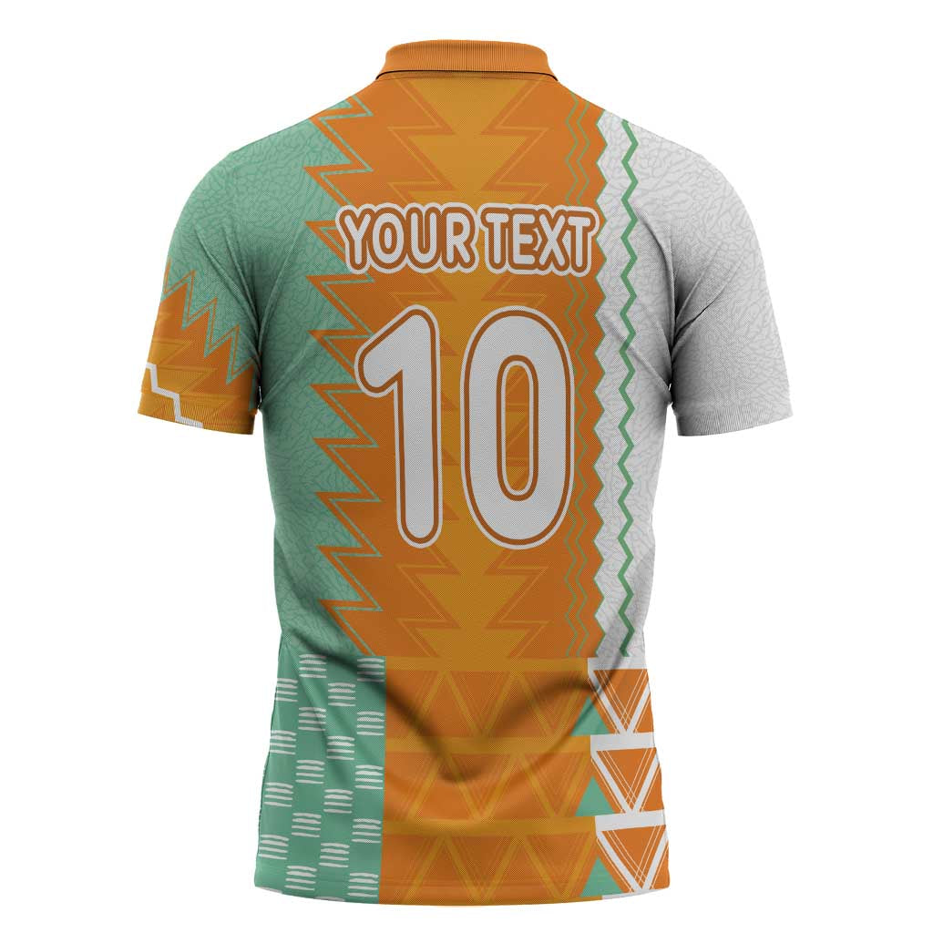 Custom Ivory Coast Football Zipper Polo Shirt Côte d'Ivoire-Tribal Sporty Style - African Pride