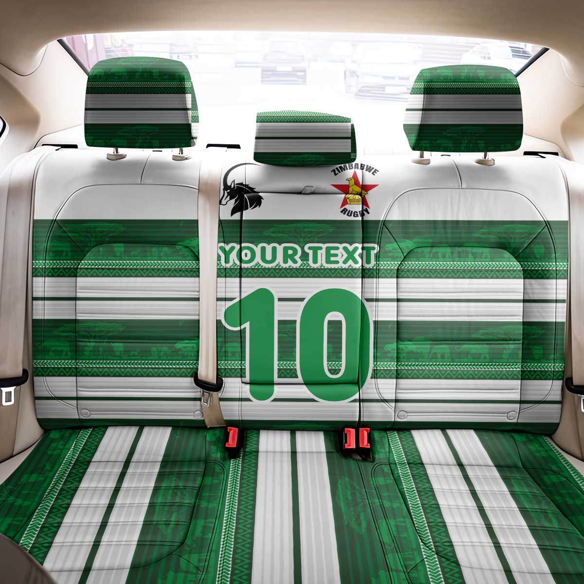 Custom Zimbabwe Rugby Back Car Seat Cover African Heritage Edition - African Pride