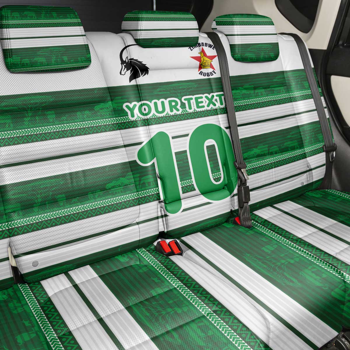 Custom Zimbabwe Rugby Back Car Seat Cover African Heritage Edition - African Pride