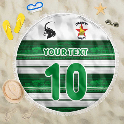 Custom Zimbabwe Rugby Beach Blanket African Heritage Edition - African Pride