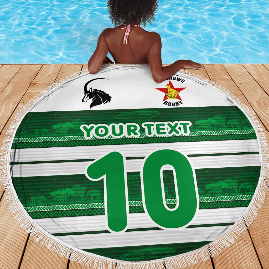 Custom Zimbabwe Rugby Beach Blanket African Heritage Edition - African Pride