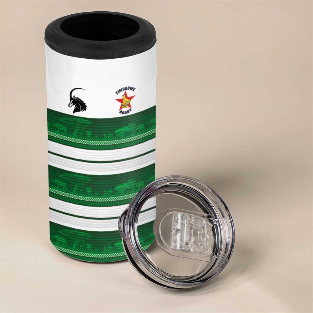 Custom Zimbabwe Rugby 4 in 1 Can Cooler Tumbler African Heritage Edition - African Pride
