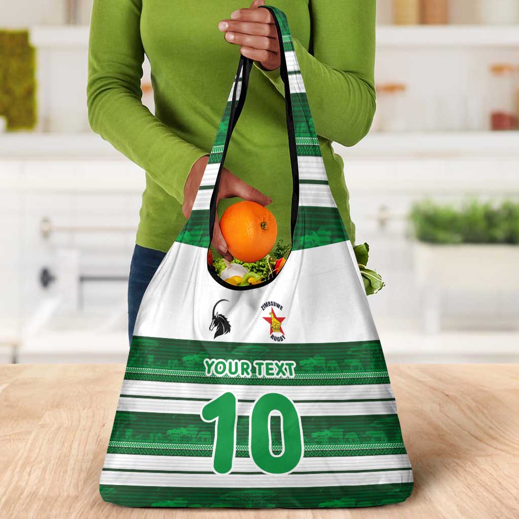 Custom Zimbabwe Rugby Grocery Bag African Heritage Edition - African Pride