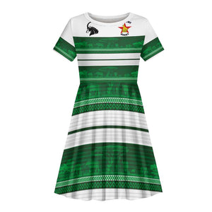 Custom Zimbabwe Rugby Kid Short Sleeve Dress African Heritage Edition - African Pride