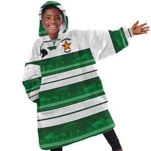 Custom Zimbabwe Rugby Kid Wearable Blanket Hoodie African Heritage Edition - African Pride