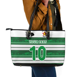 Custom Zimbabwe Rugby Leather Tote Bag African Heritage Edition - African Pride