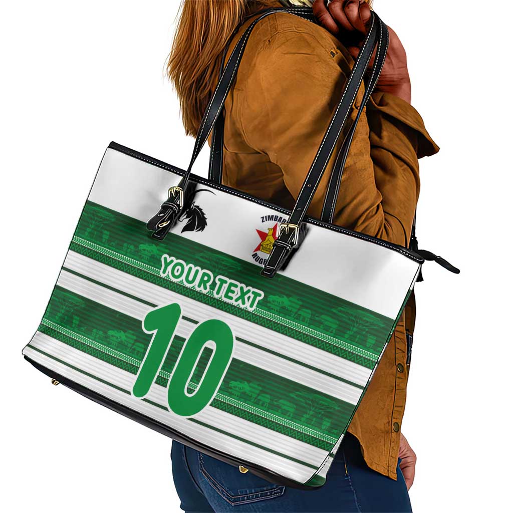 Custom Zimbabwe Rugby Leather Tote Bag African Heritage Edition - African Pride