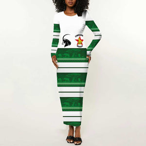 Custom Zimbabwe Rugby Long Sleeve Bodycon Dress African Heritage Edition - African Pride