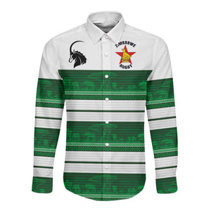 Custom Zimbabwe Rugby Long Sleeve Button Shirt African Heritage Edition - African Pride