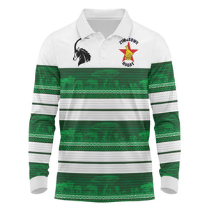 Custom Zimbabwe Rugby Long Sleeve Polo Shirt African Heritage Edition - African Pride