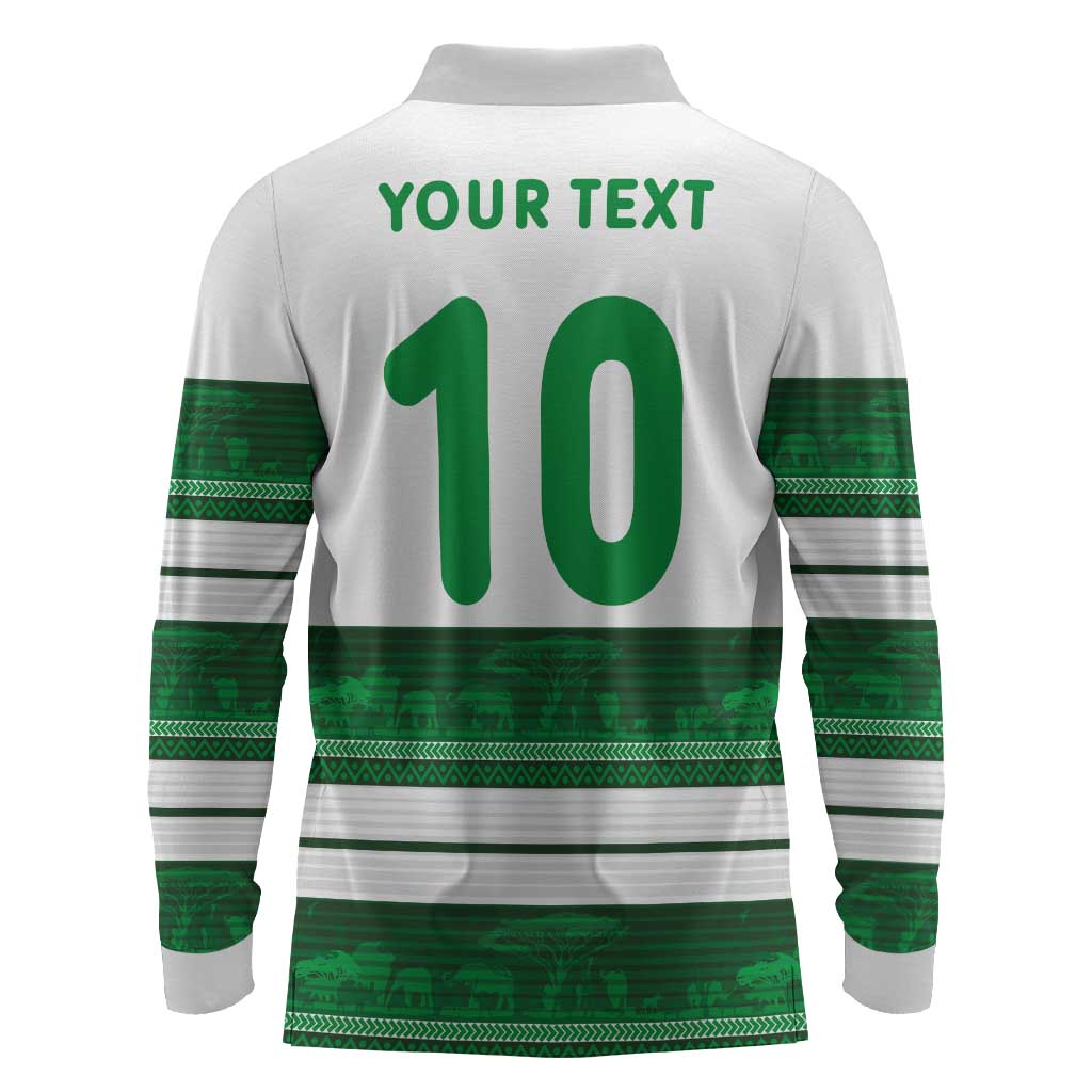 Custom Zimbabwe Rugby Long Sleeve Polo Shirt African Heritage Edition - African Pride