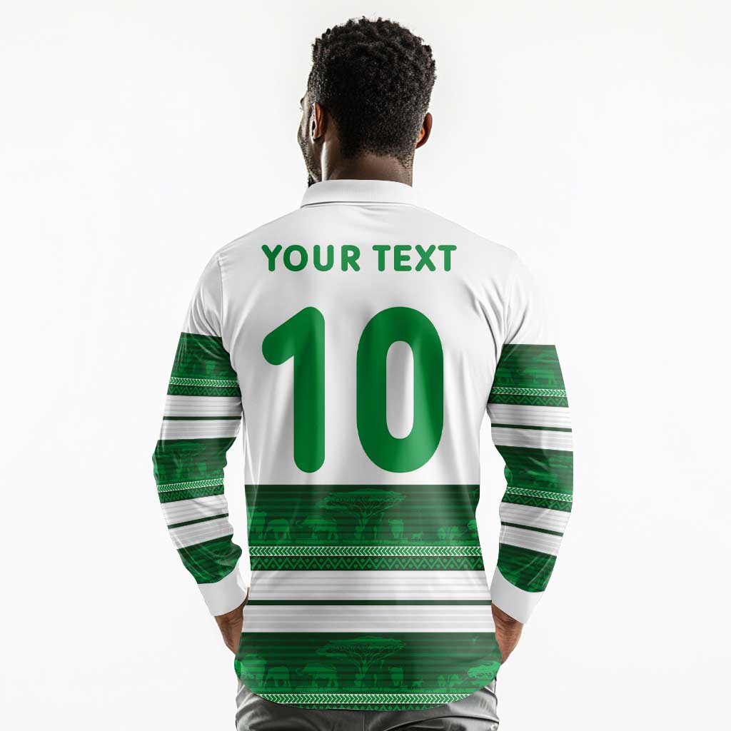 Custom Zimbabwe Rugby Long Sleeve Polo Shirt African Heritage Edition - African Pride