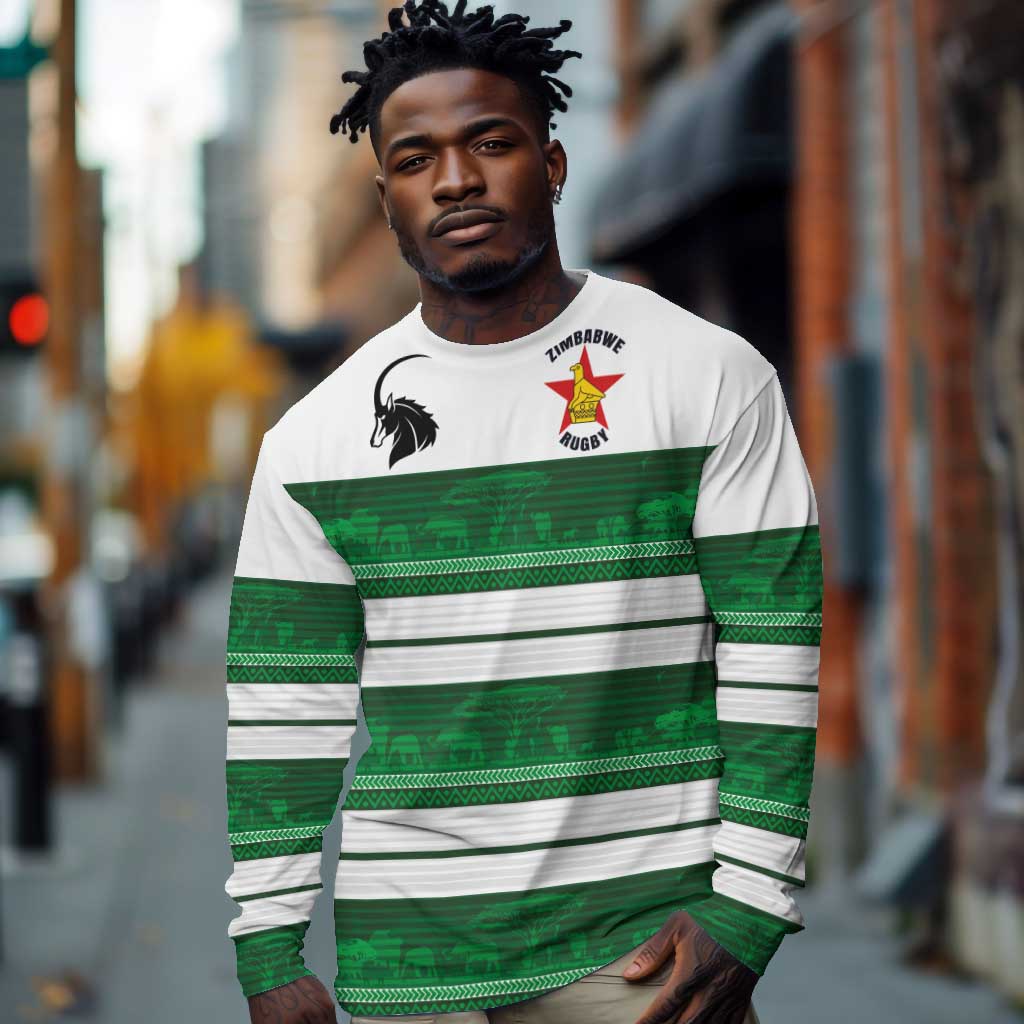 Custom Zimbabwe Rugby Long Sleeve Shirt African Heritage Edition - African Pride